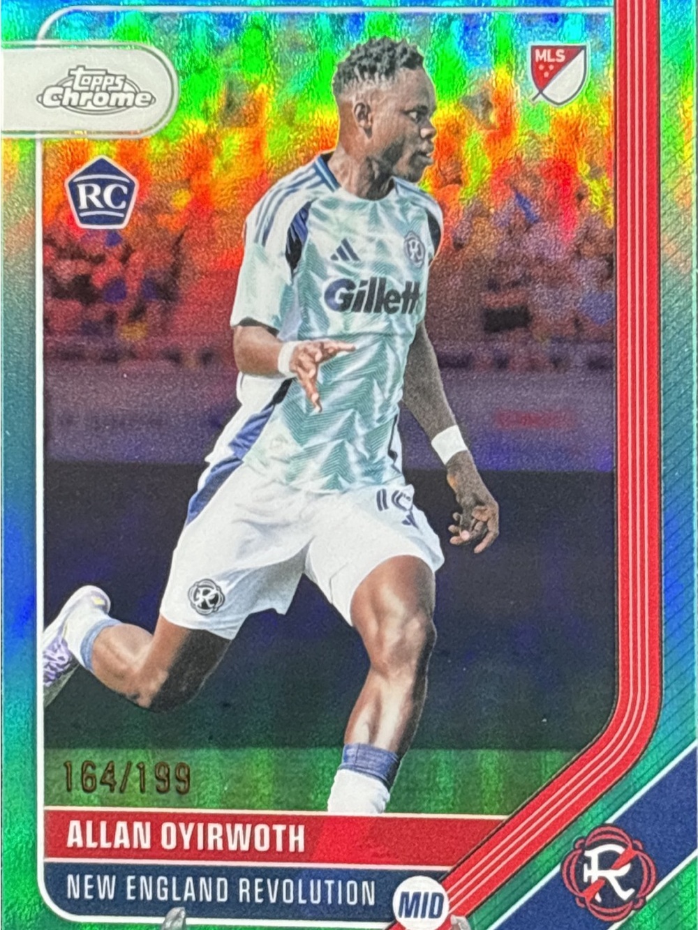 Topps Chrome Allan Oyirwoth Rookie Soccer Card - Aqua Refractor LE 164/199